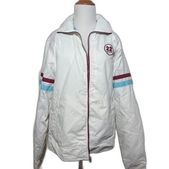 VTG Speed King Hollister 22 Racing Windbreaker Jacket White y2k sz Large Nylon - Picture 1 of 4